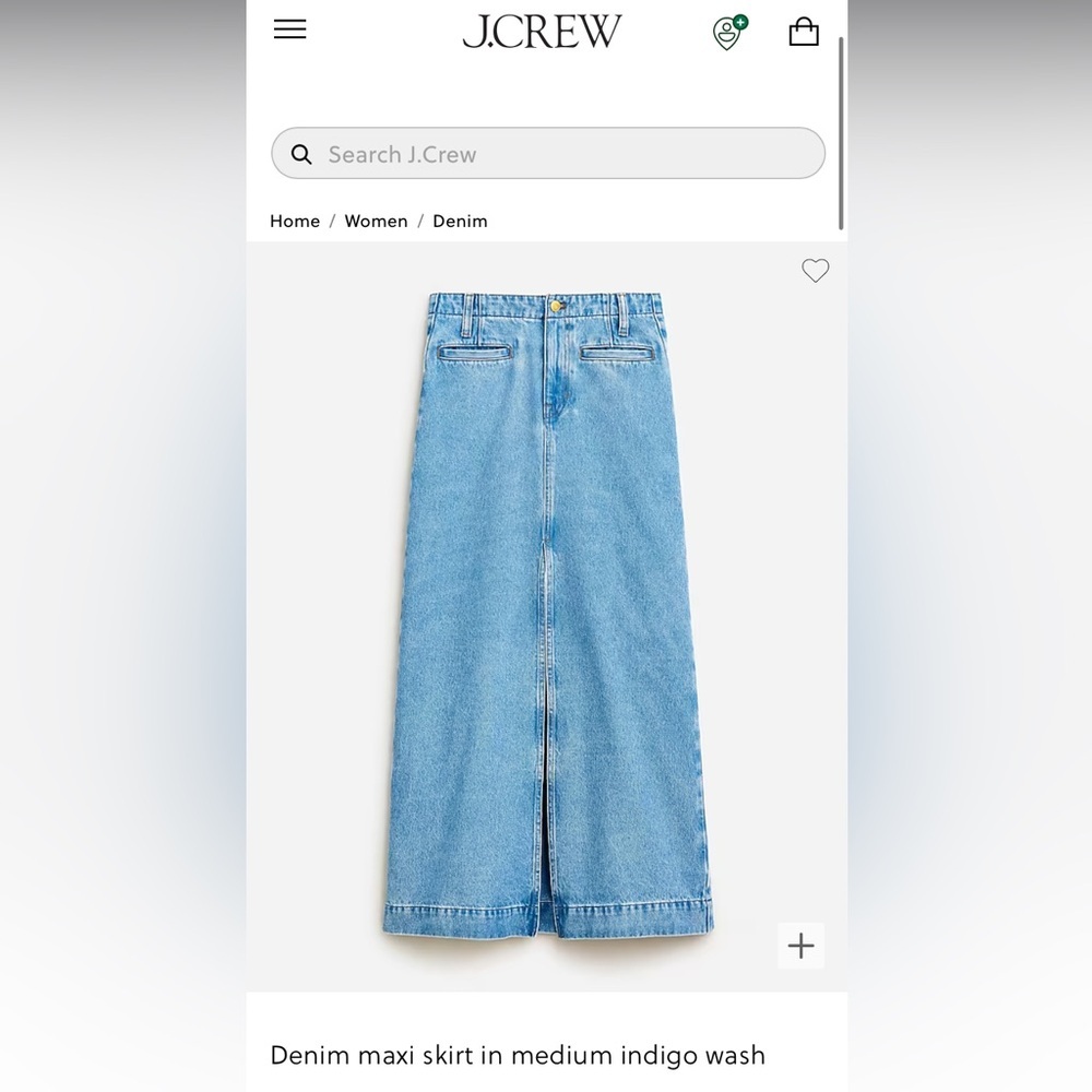 NEW with tags! Denim maxi skirt in medium indigo wash, size 27